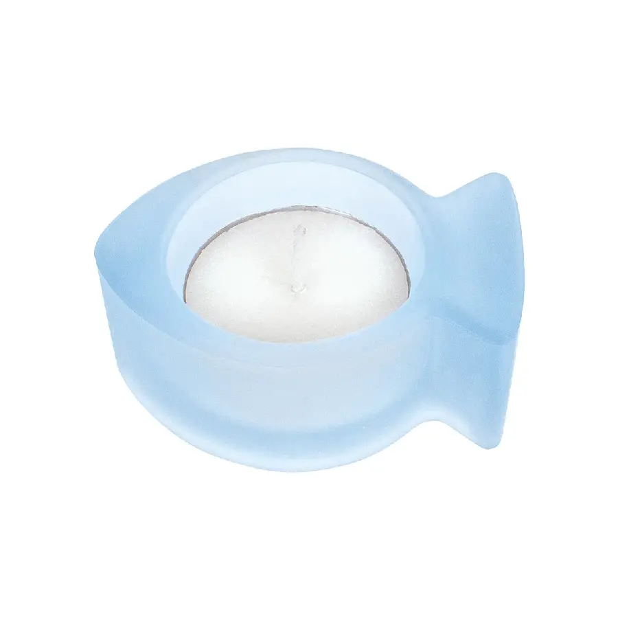 Theelicht vis lichtblauw 6,5cm